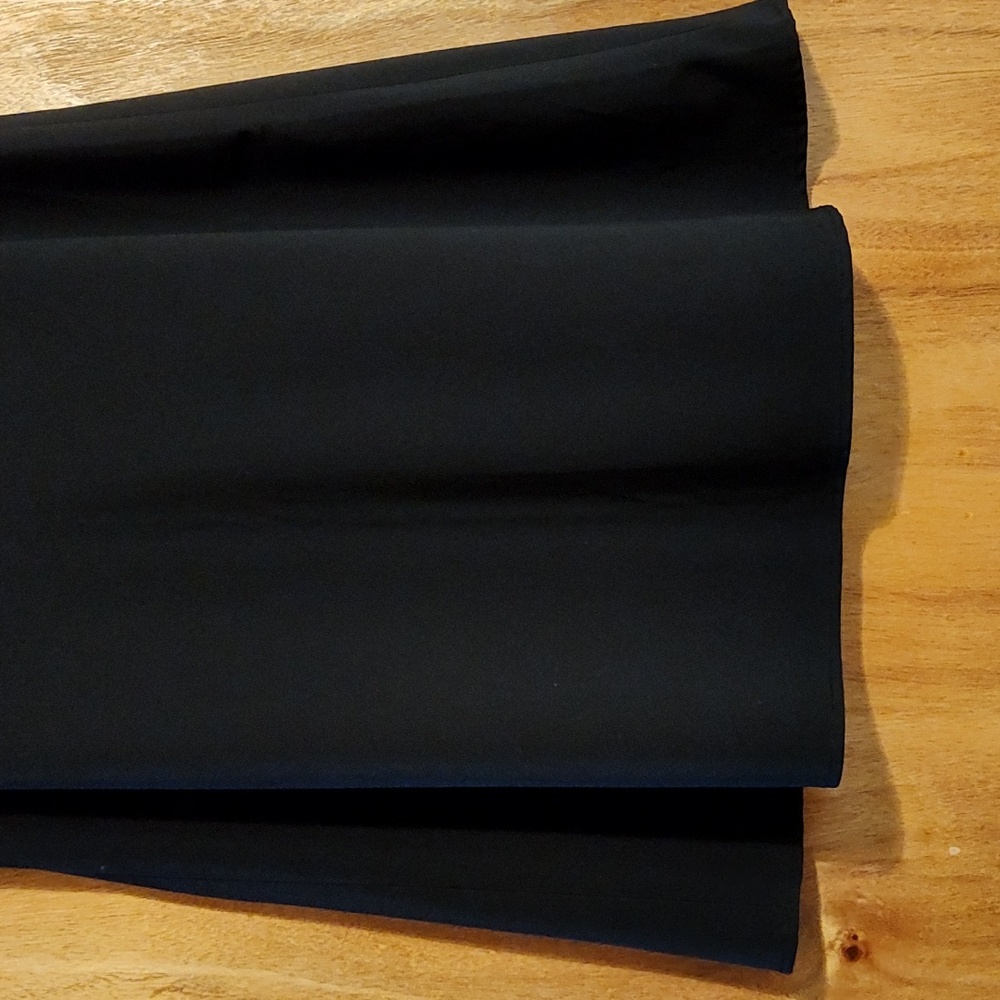Cato A-Line Midi Skirt Black w/ Tie-Back Ribbon Belt Business Casual Stretch 6 - Picture 4 of 11